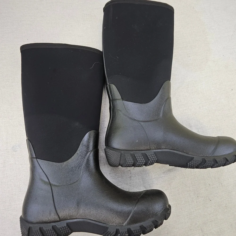 Habit Waterproof Hunting Boots Men 6 Black Neoprene Rubber Rain Outdoor Lug Sole